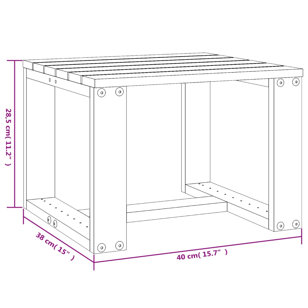 Tuinbijzettafel 40x38x28,5 cm massief grenenhout grijs