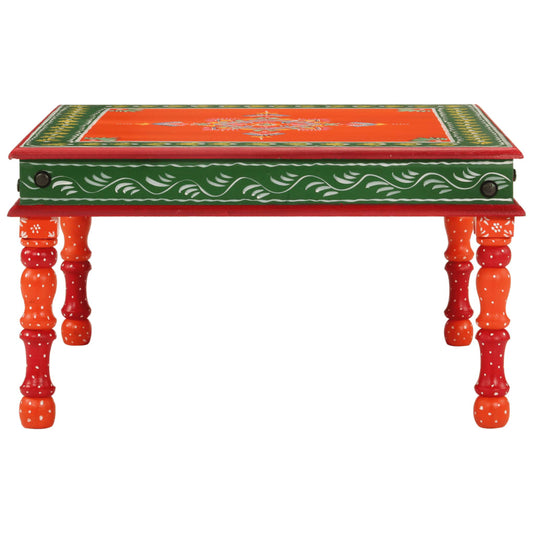 Salontafel handbeschilderd massief mangohout oranje