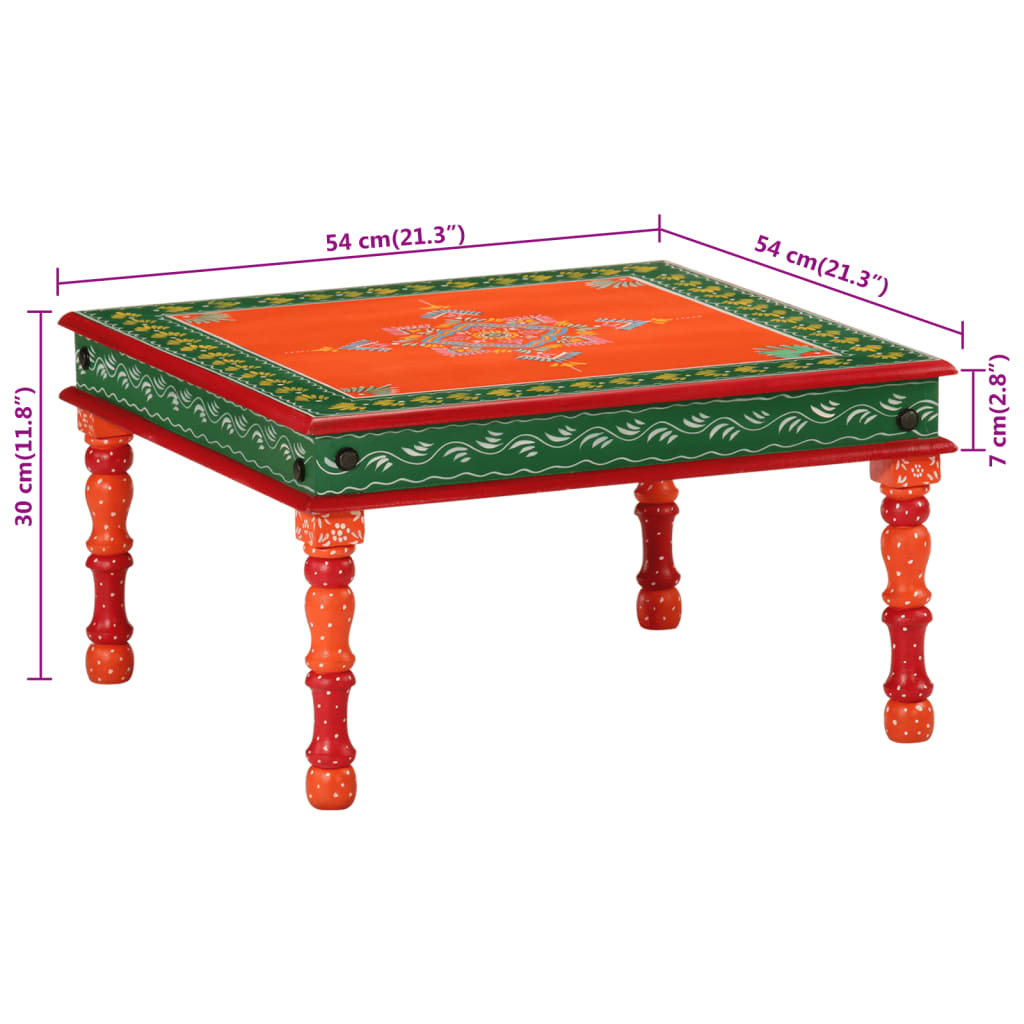 Salontafel handbeschilderd massief mangohout oranje