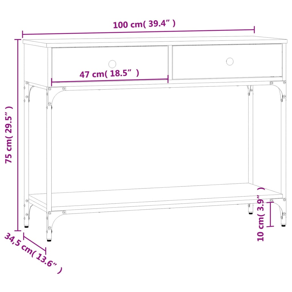 Wandtafel 100x34,5x75 cm bewerkt hout sonoma eikenkleurig