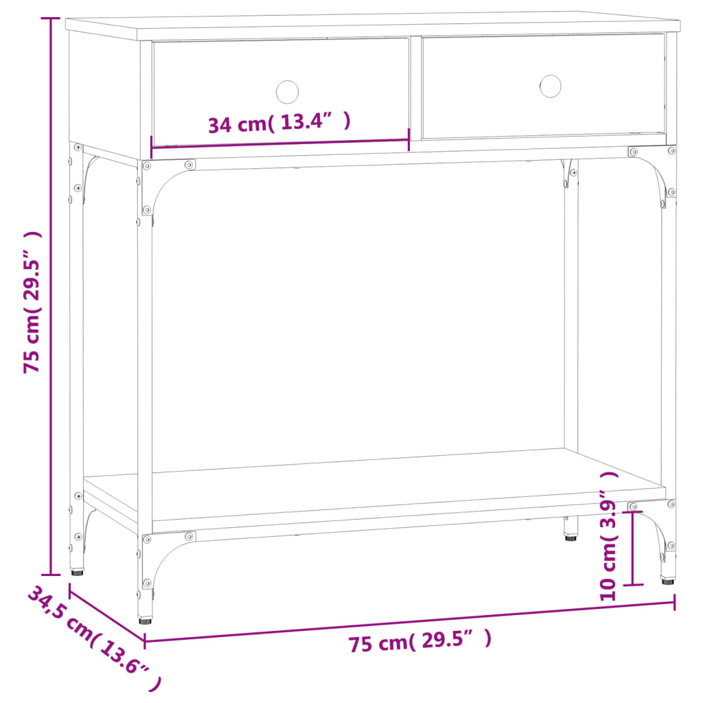 Wandtafel 75x34,5x75 cm bewerkt hout sonoma eikenkleurig