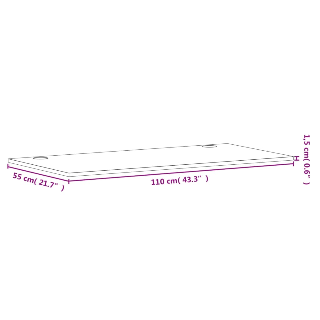 Bureaublad 110x55x1,5 cm massief beukenhout