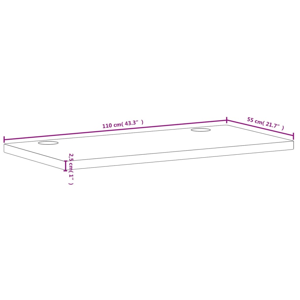 Bureaublad 110x55x2,5 cm massief beukenhout