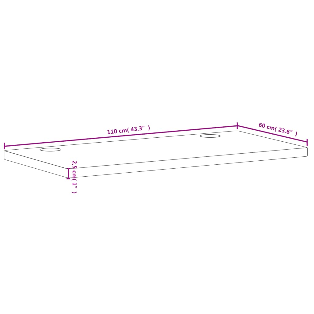 Bureaublad 110x60x2,5 cm massief beukenhout