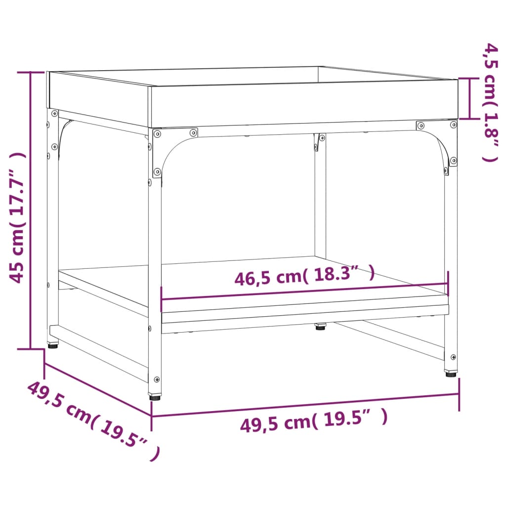 Salontafel 49,5x49,5x45 cm bewerkt hout bruin eikenkleur