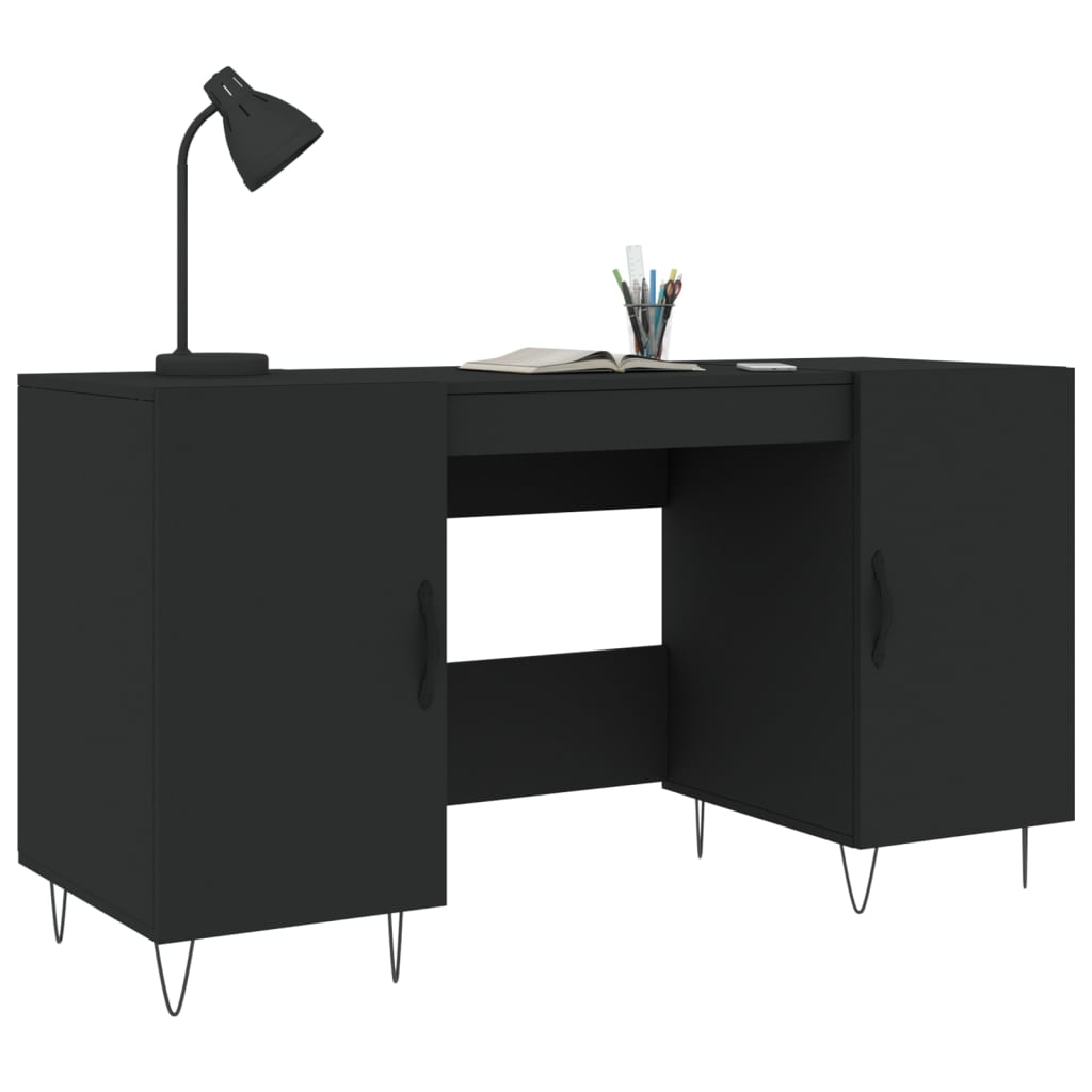 Bureau 140x50x75 cm bewerkt hout zwart