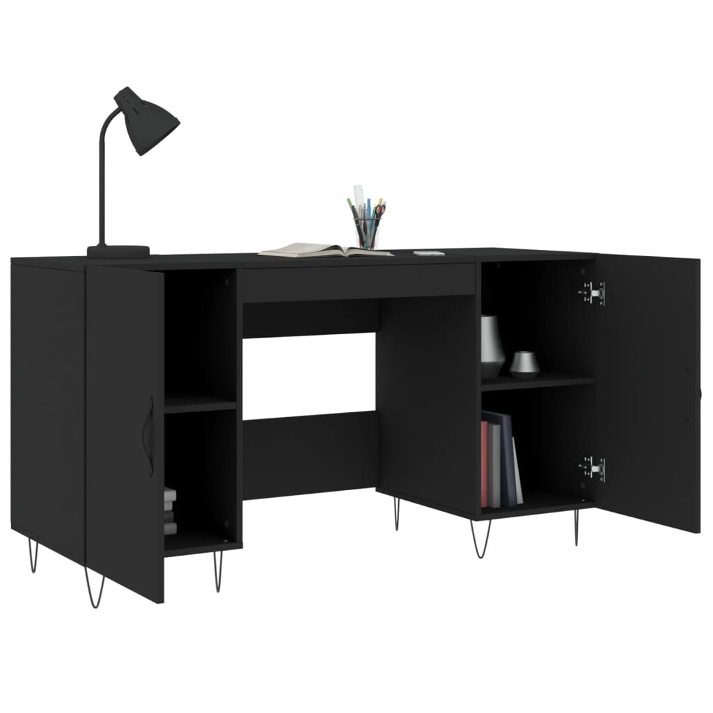 Bureau 140x50x75 cm bewerkt hout zwart