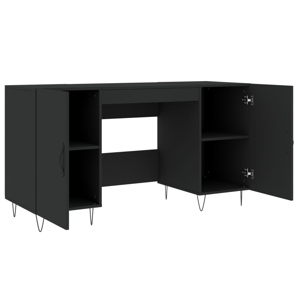 Bureau 140x50x75 cm bewerkt hout zwart