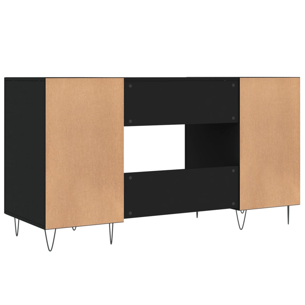 Bureau 140x50x75 cm bewerkt hout zwart