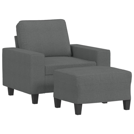 Fauteuil met voetenbank 60 cm stof donkergrijs