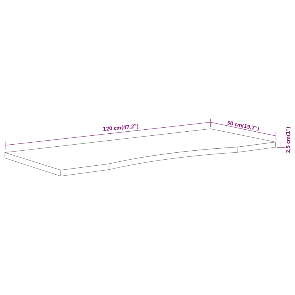 Bureaublad rechthoekig 120x50x2,5 cm massief acaciahout