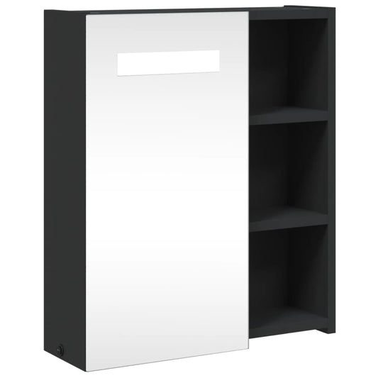 Badkamerkast met spiegel en LED 45x13x52 cm zwart