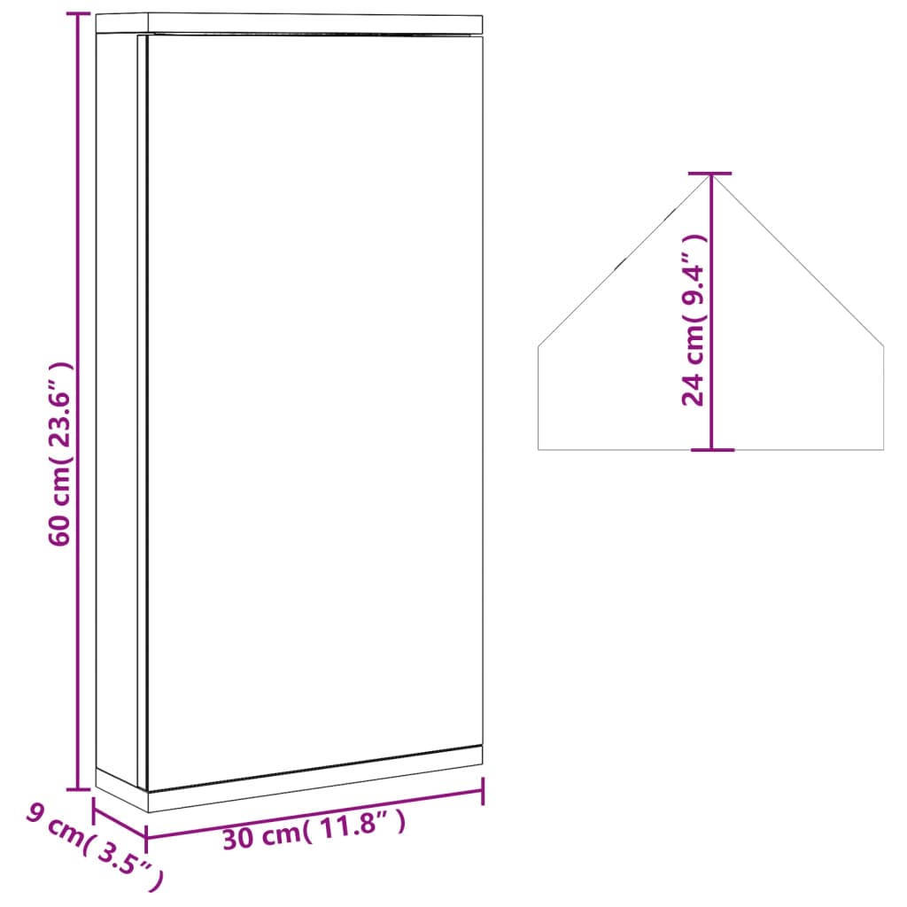 Badkamerkast met spiegel 30x24x60 cm wit