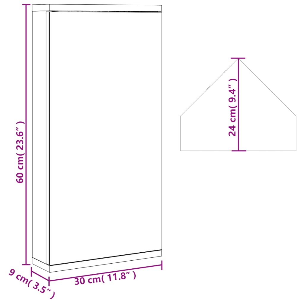 Badkamerkast met spiegel 30x24x60 cm zwart