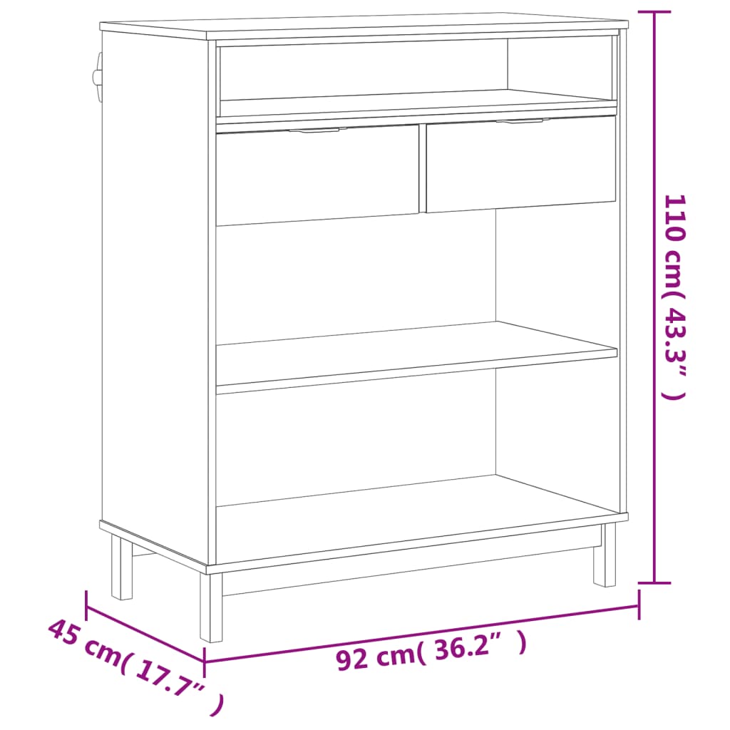 Bartafel FLAM 92x45x110 cm massief grenenhout