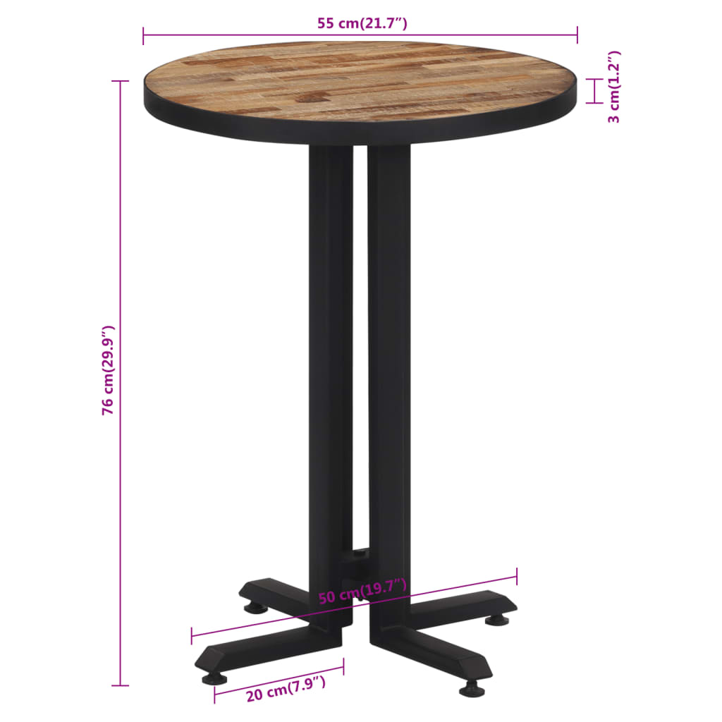 Bistrotafel rond Ø55x76 cm massief gerecycled teakhout