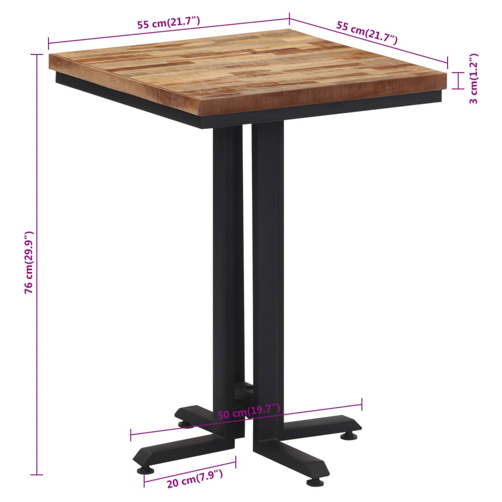 Eettafel 55x55x76 cm massief gerecycled teakhout