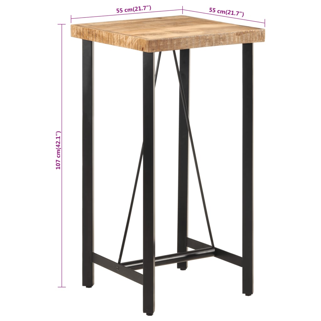 Bartafel 55x55x107 cm massief mangohout en ijzer