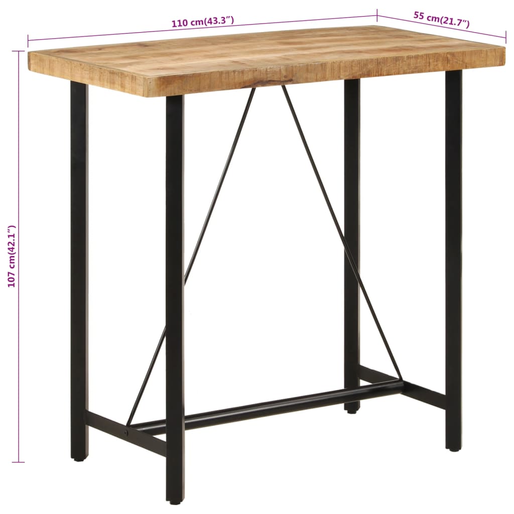 Bartafel 110x55x107 cm massief mangohout en ijzer