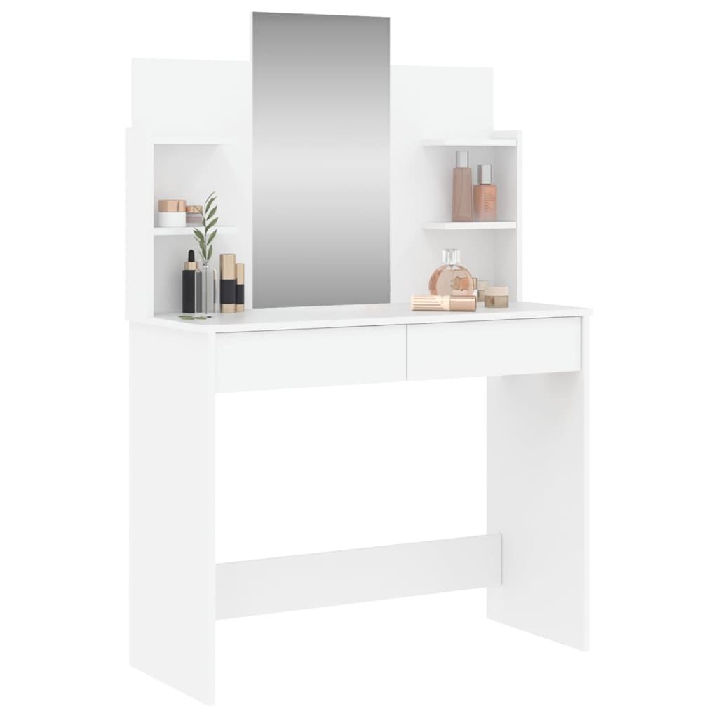 Kaptafel met spiegel 96x39x142 cm wit