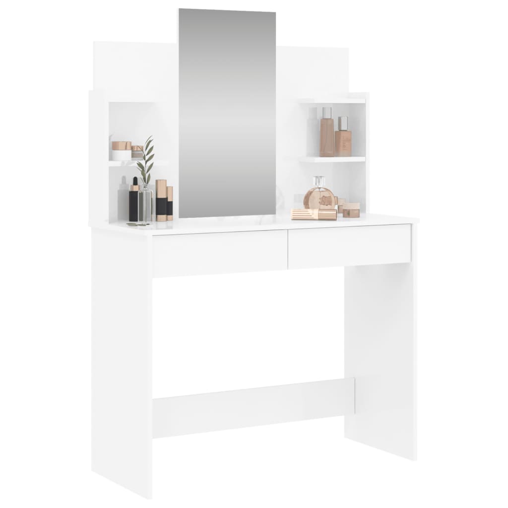 Kaptafel met spiegel 96x39x142 cm hoogglans wit