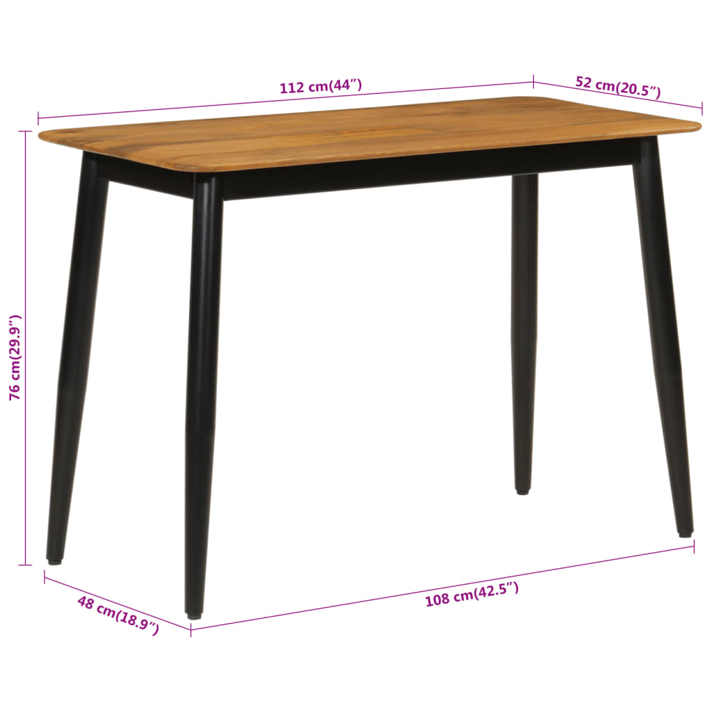 Eettafel 112x52x76 cm massief mangohout en ijzer