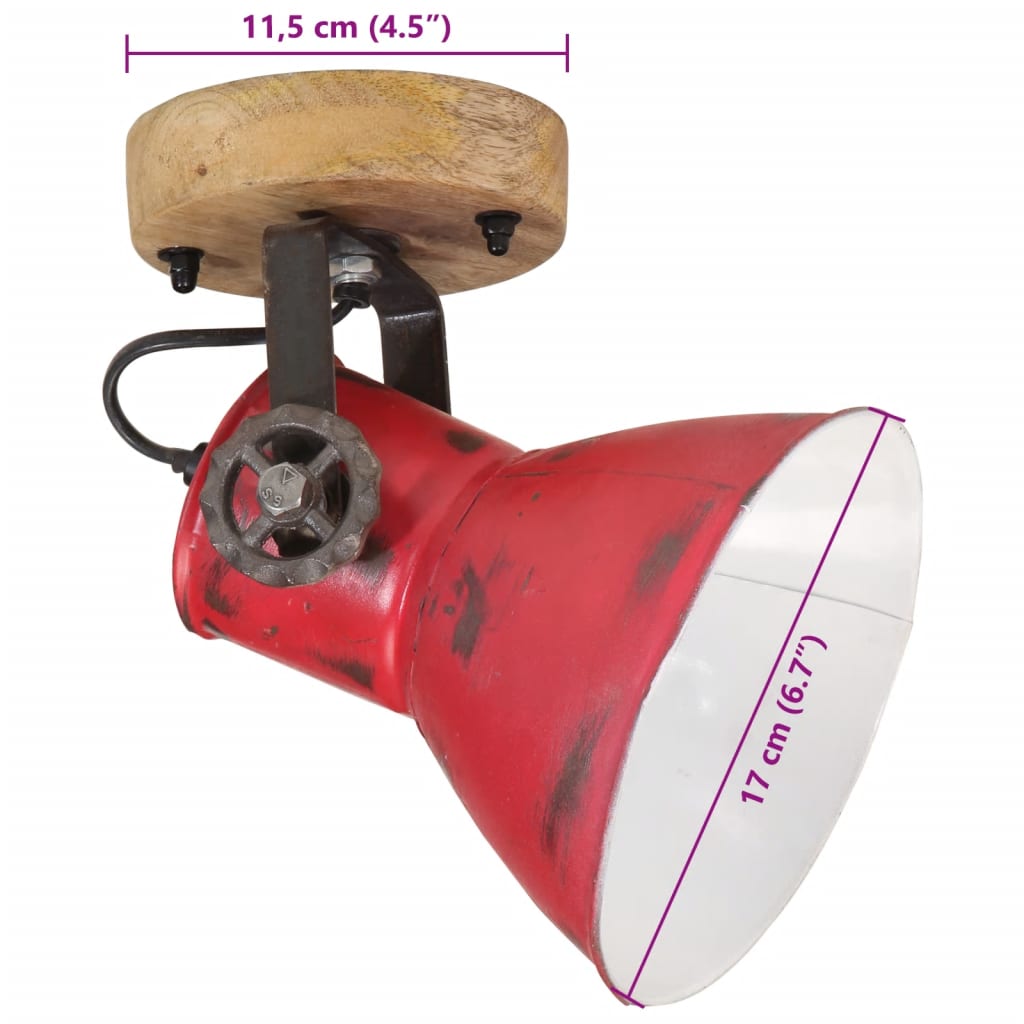 Wandlamp 25 W E27 11,5x11,5x25 cm verweerd rood