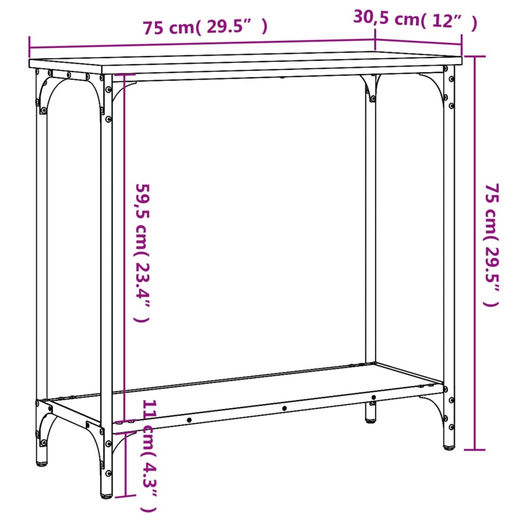 Wandtafel 75x30,5x75 cm bewerkt hout bruin eikenkleur