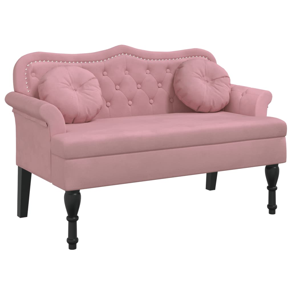 Bankje met kussens 120,5x65x75 cm fluweel roze