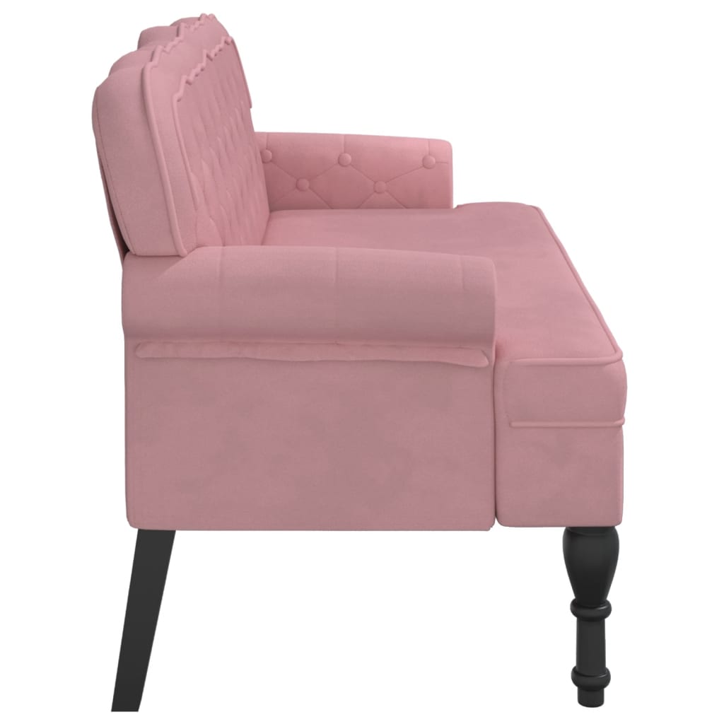 Bankje met rugleuning 119,5x64,5x75 cm fluweel roze