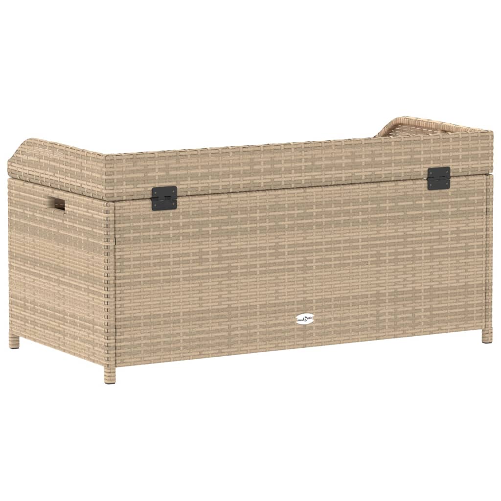 Opbergbankje 100x50x52 cm poly rattan acaciahout gemengd beige