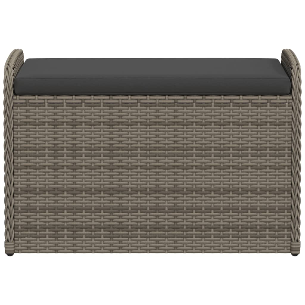 Opbergbankje met kussen 80x51x52 cm poly rattan grijs