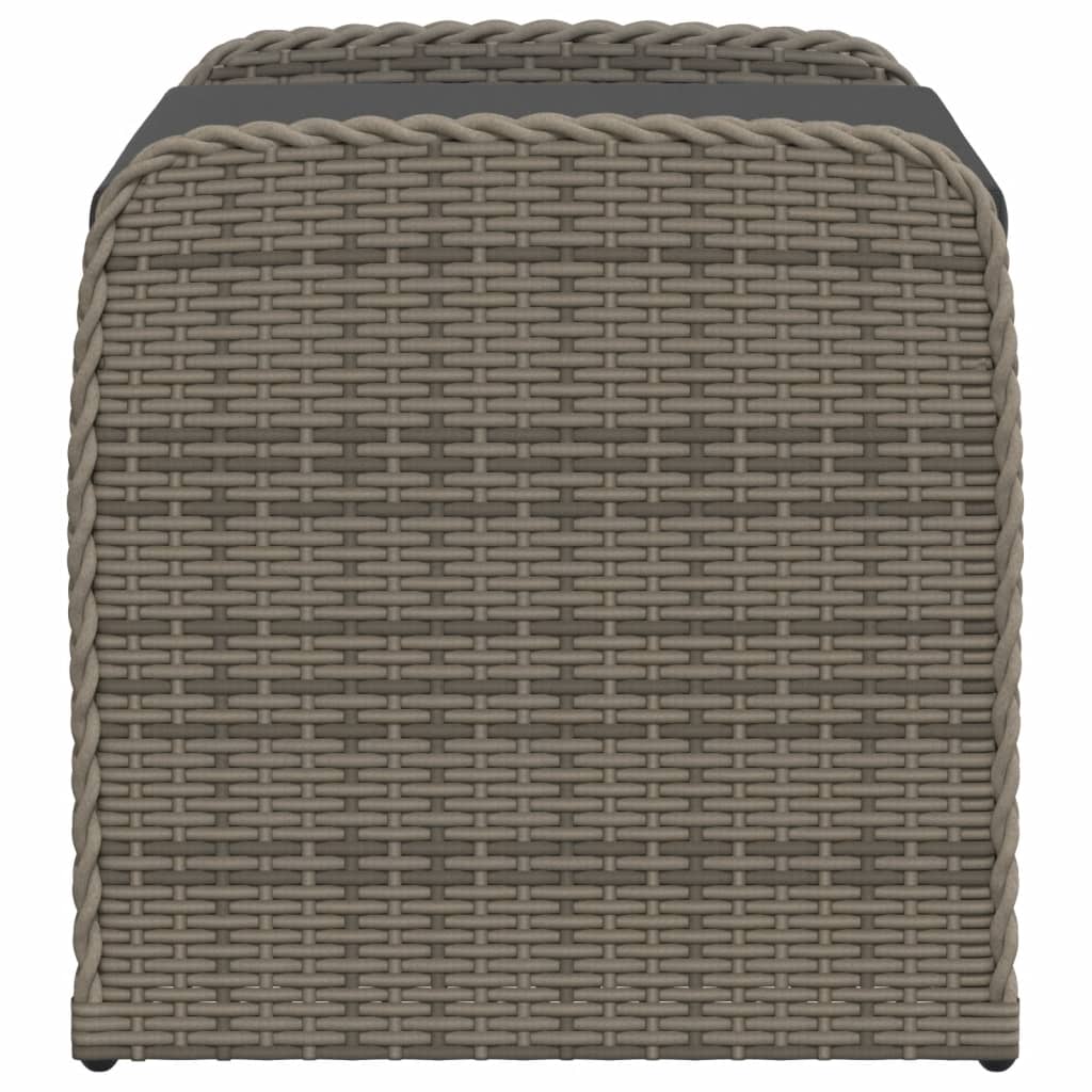 Opbergbankje met kussen 80x51x52 cm poly rattan grijs