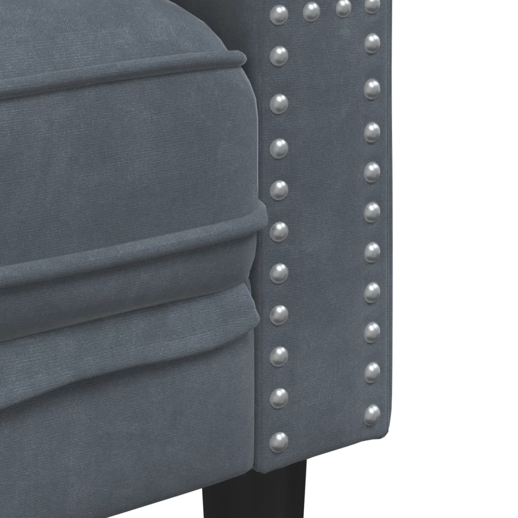 3-delige Loungeset Chesterfield en bolsters fluweel donkergrijs