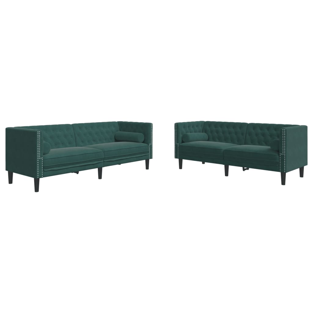 2-delige Loungeset Chesterfield en bolsters fluweel donkergroen