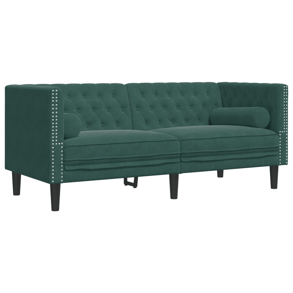 2-delige Loungeset Chesterfield en bolsters fluweel donkergroen