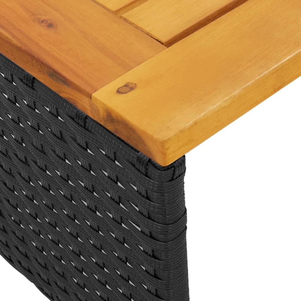 Tuinbank met tafel en kussens L-vormig poly rattan zwart