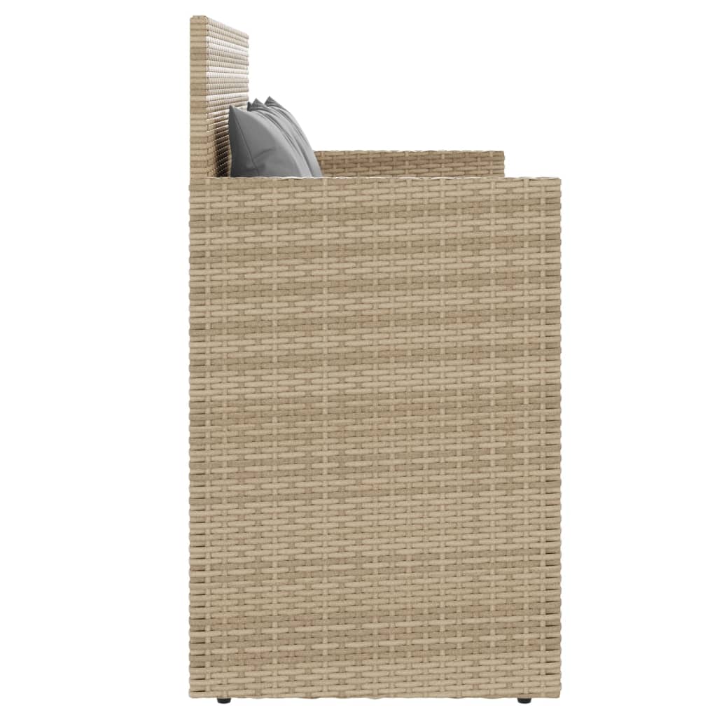 Tuinbank met kussens poly rattan beige