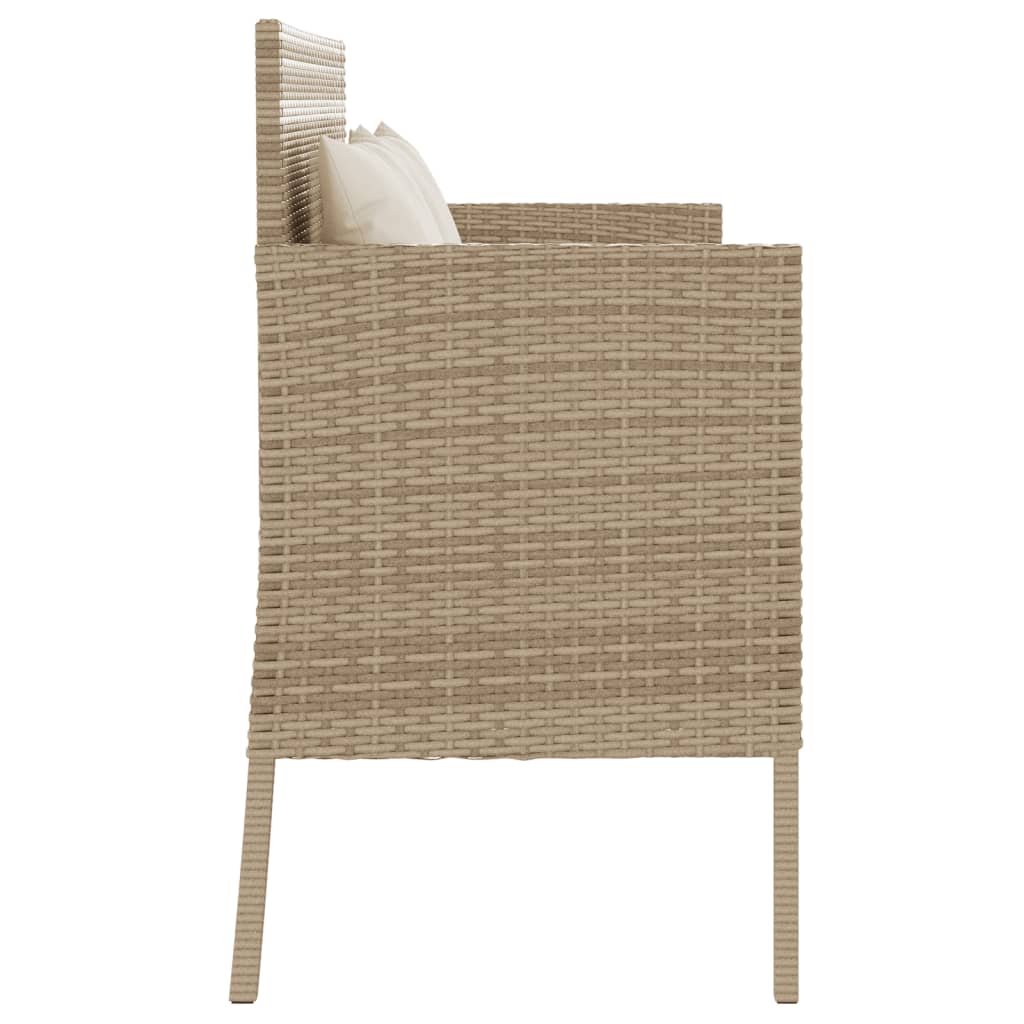 Tuinbank met kussens poly rattan beige