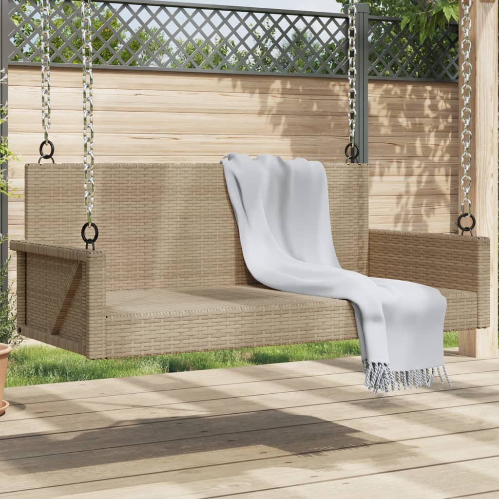 Schommelbank 119x56x48 cm poly rattan beige