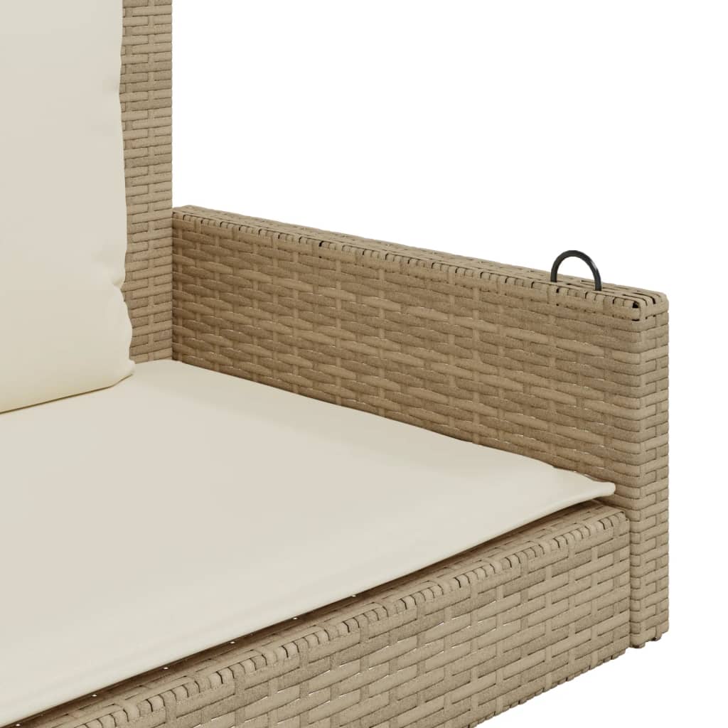 Schommelbank met kussens 119x56x48 cm poly rattan beige