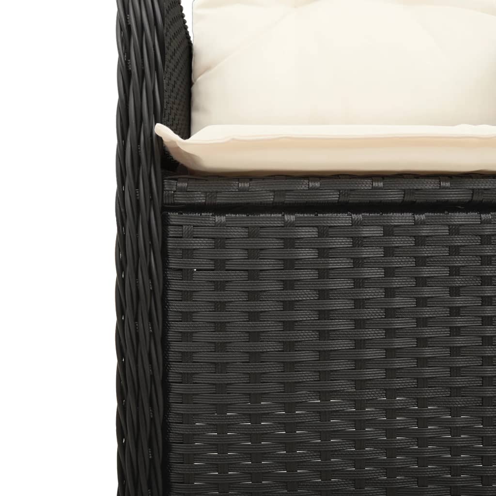 Tuinstoelen 2 st verstelbaar met tafel poly rattan zwart