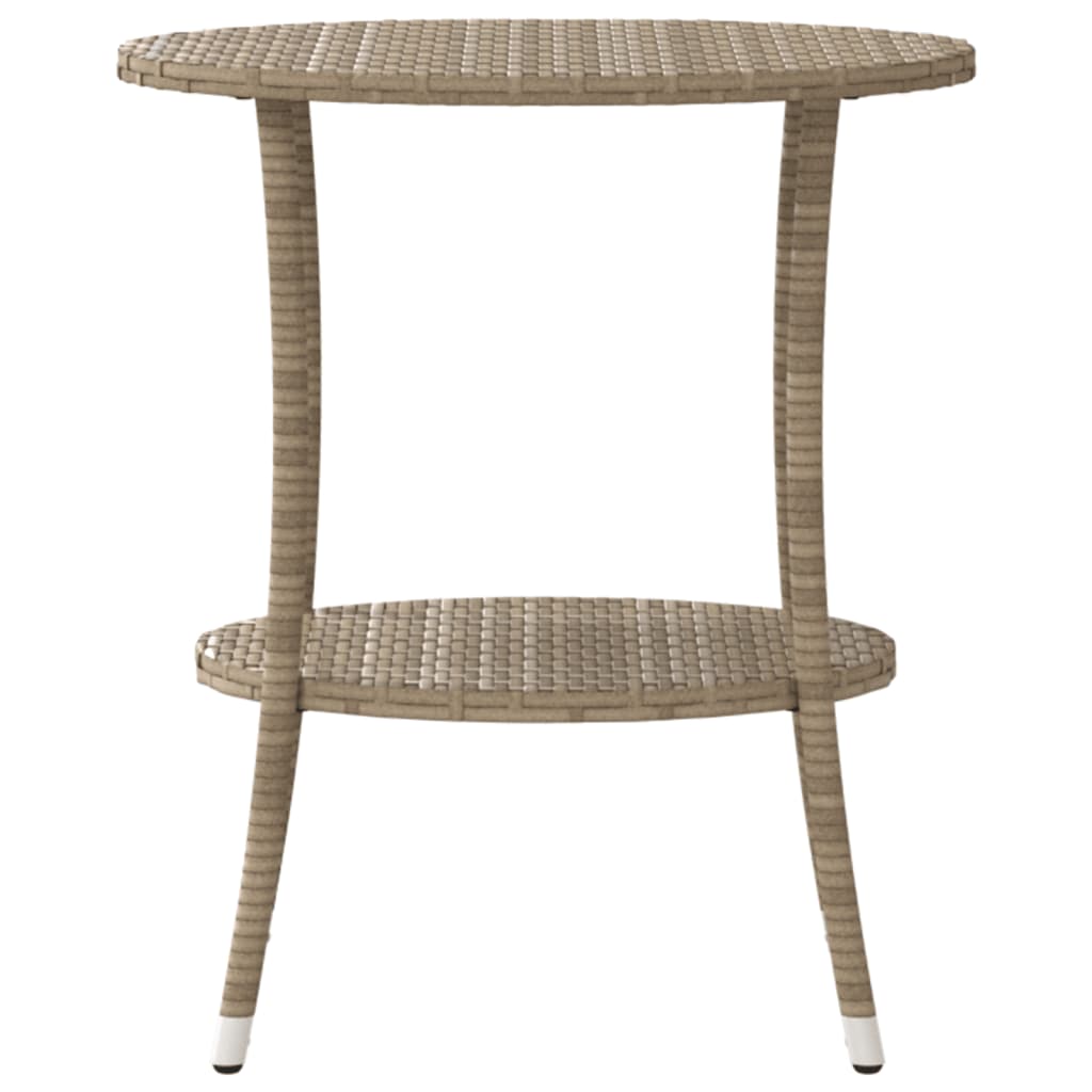 Tuinstoelen 2 st verstelbaar met tafel poly rattan beige