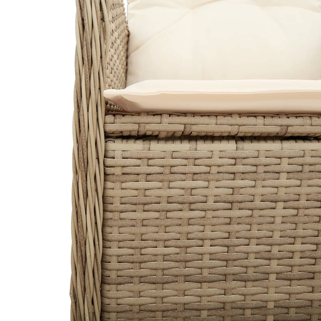 Tuinstoelen 2 st verstelbaar met tafel poly rattan beige