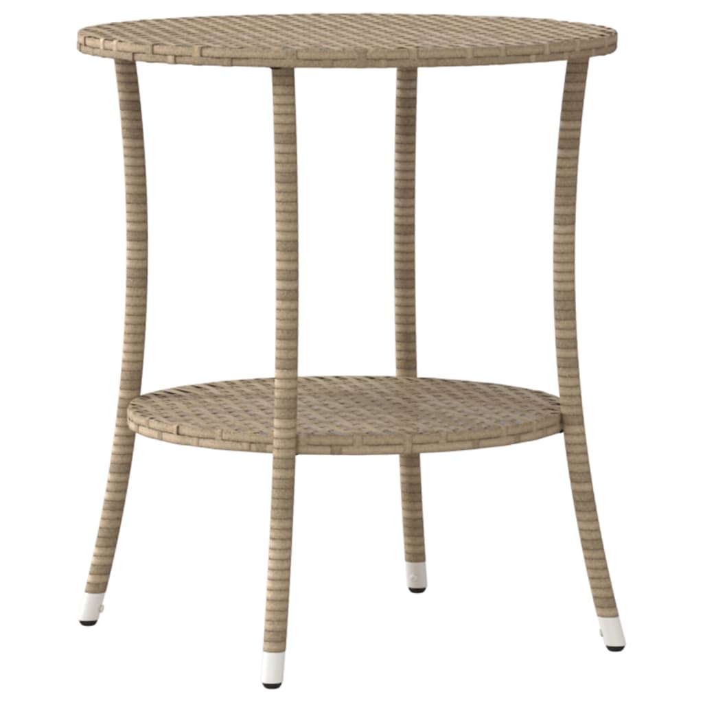 Tuinstoelen 2 st verstelbaar met tafel poly rattan beige