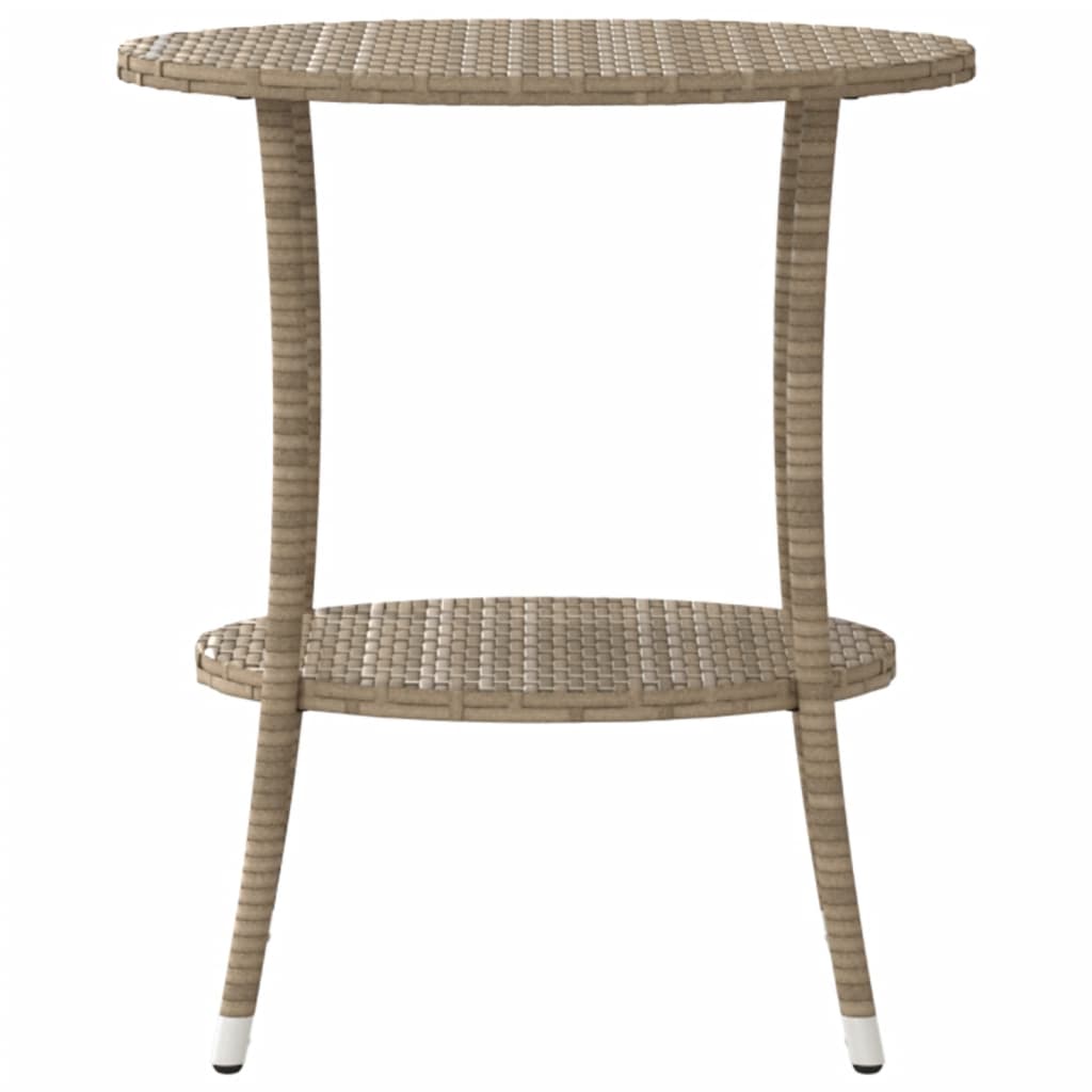 Tuinstoelen 2 st verstelbaar met tafel poly rattan beige