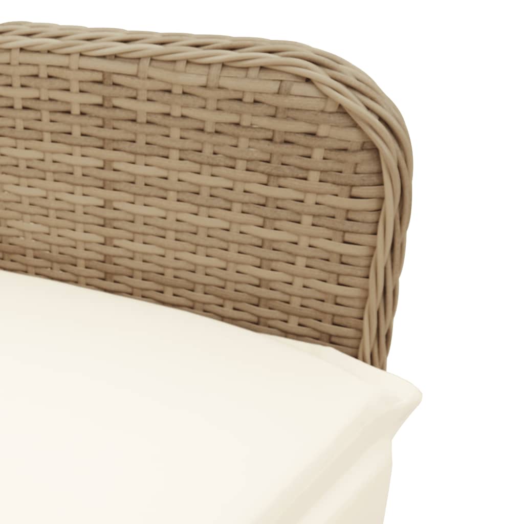 Tuinstoelen 2 st verstelbaar met tafel poly rattan beige