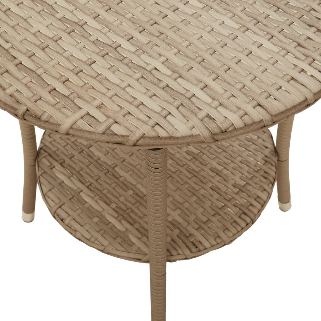 Tuinstoelen 2 st verstelbaar met tafel poly rattan beige