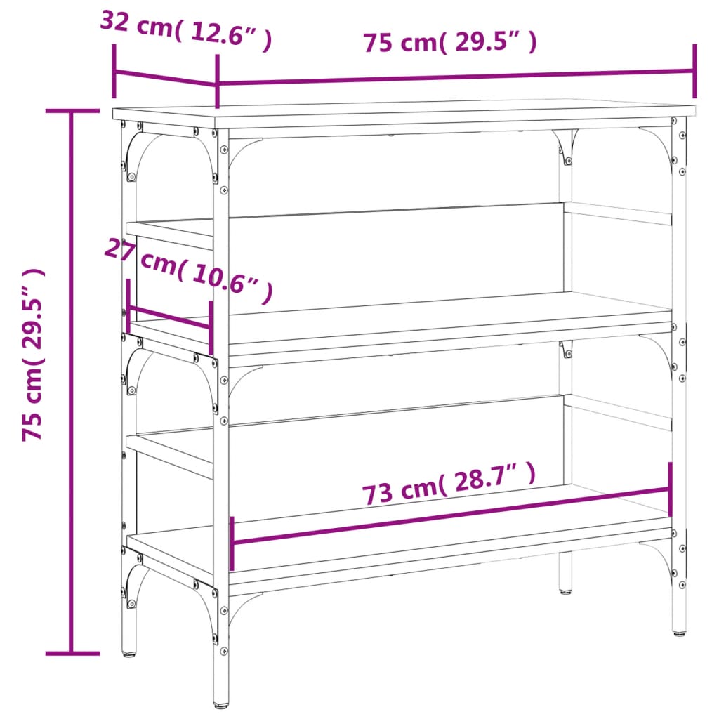 Wandtafel 75x32x75 cm bewerkt hout bruin eikenkleur