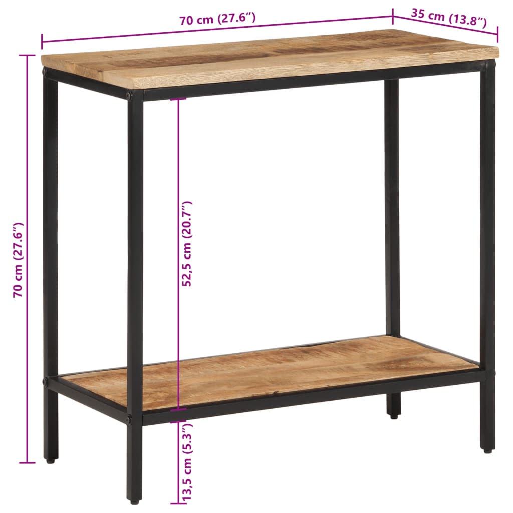 Wandtafel 70x35x70 cm massief ruw mangohout